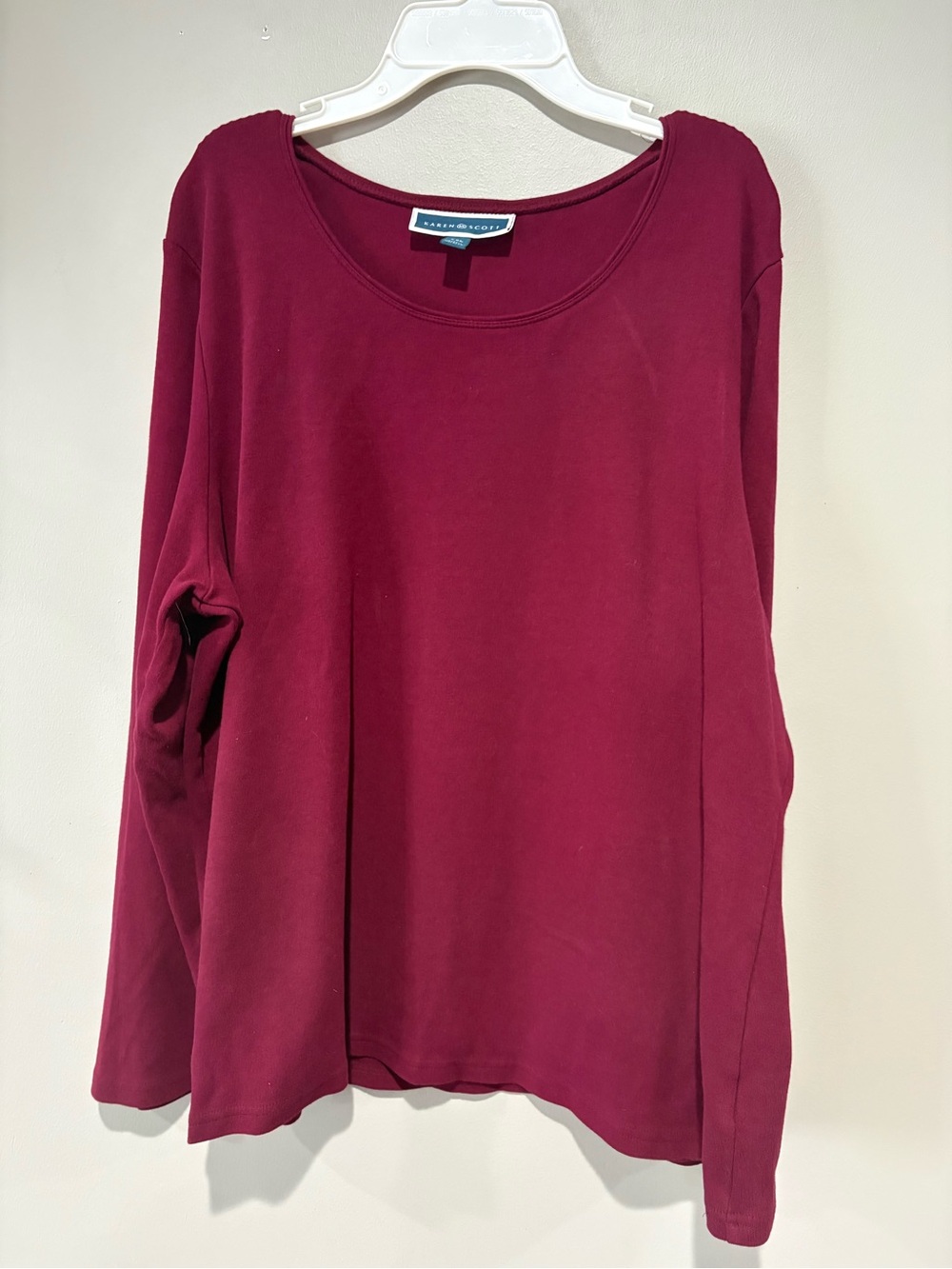 Scott Burgundy Long-Sleeve Scoop Neck Top